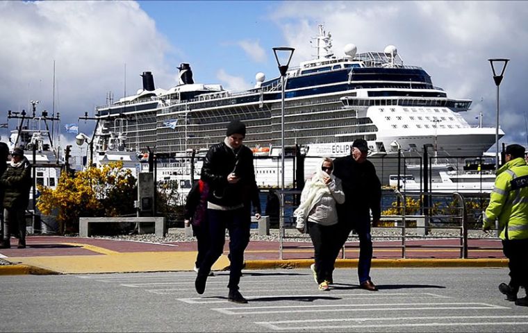 The “Celebrity Eclipse” was among the vessels calling at Ushuaia 