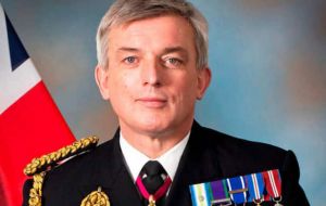 Britain’s senior sailor First Sea Lord Admiral Sir Philip Jones launched the year of commemoration by presenting new ‘badges of honor’ to veterans of patrols