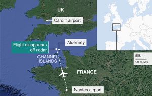 Air and sea crews from the Channel Islands, France and the UK took part in a 15-hour search on Tuesday, but found no trace of the aircraft or its occupants.(Pic BBC)
