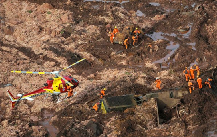 Seven bodies had been recovered, said Avimar de Melo Barcelos, mayor of the town of Brumadinho where the dam burst in the state of Minas Gerais