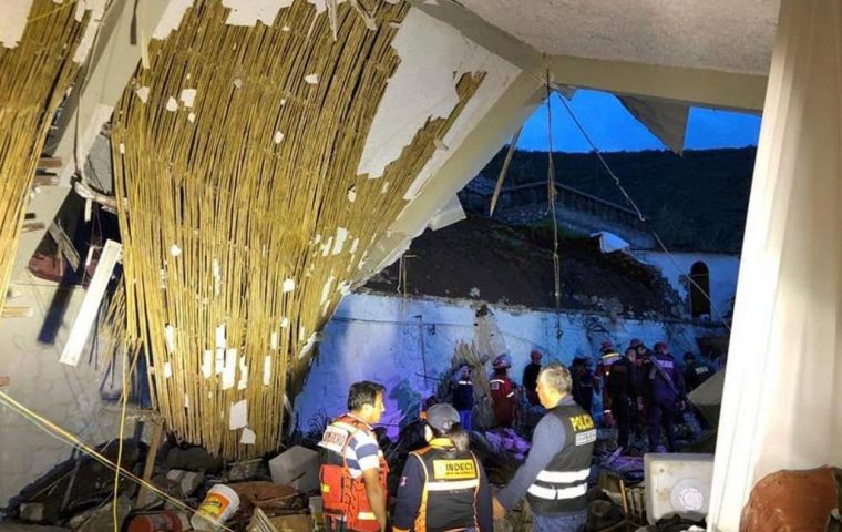 Firefighters, police and residents worked through the night to rescue people still trapped under rubble, mud and rocks injured”