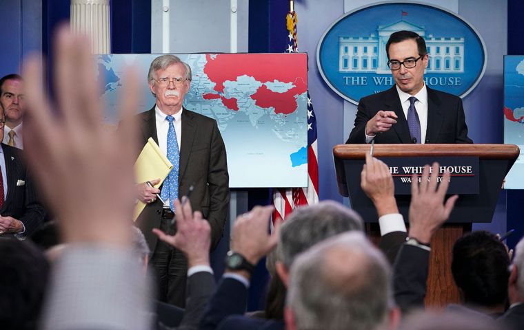 Treasury Secretary Mnuchin said proceeds of the purchase of Venezuelan oil would now be withheld from Mr Maduro's government