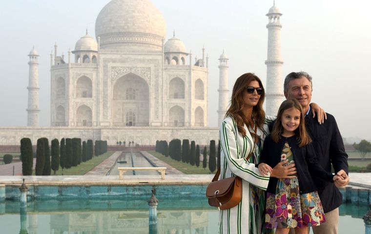 Macri arrived in India on Saturday and was first flown to Agra to visit the Taj Mahal. From there to New Dehli ahead of  round of political contacts on Monday