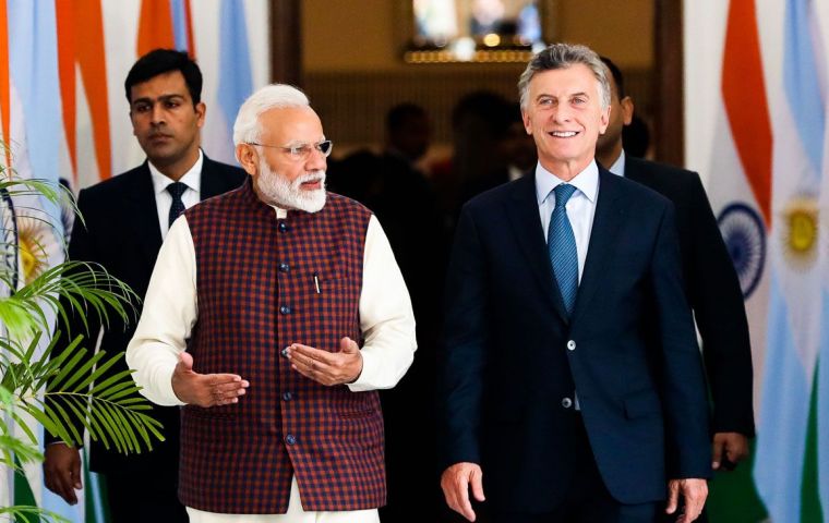 Indian PM Narendra Modi and Argentine President Mauricio Macri, held bilateral talks on Monday in New Delhi and strongly condemned terrorism.