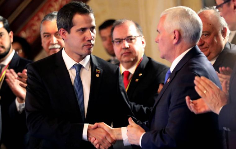 The new sanctions were announced in Bogota as US Vice President Mike Pence and opposition leader Juan Guaido met with members of the Lima Group