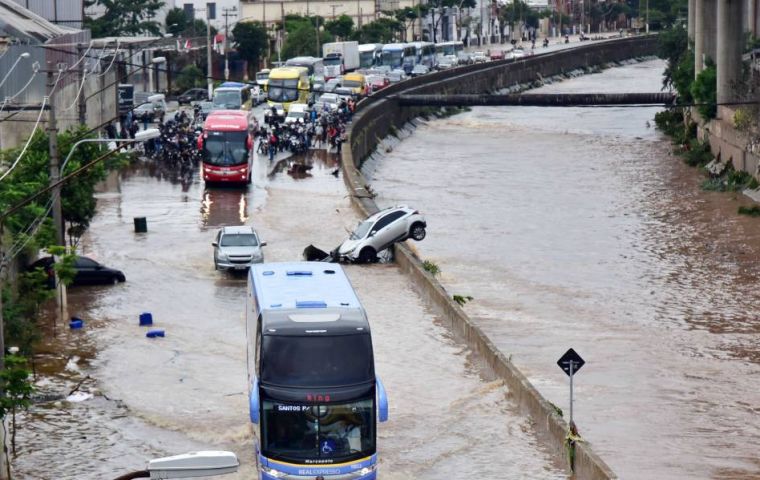 Nearly 110 millimeters of rain fell from Sunday afternoon to Monday afternoon, 70% of the amount expected for the entire month of March, authorities said.