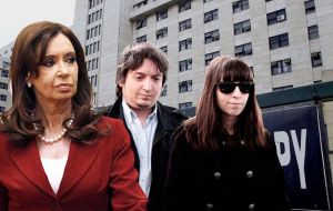 Cristina Fernandez and her two children, Máximo and Florencia, are standing trial on money-laundering allegations in the so-called 'Hotesur case' 