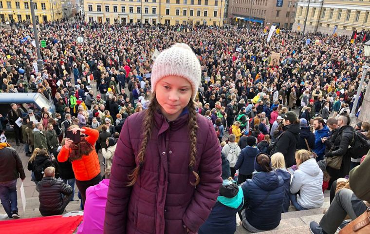 In Stockholm, Swedish teen activist Greta Thunberg who inspired the protests, warned that time was running out. (Pic: Svante Thunberg/Twitter)