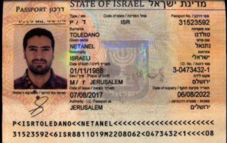 Police first thought the passports were stolen but numerous misspellings in Hebrew let both Argentine and Israeli officials realize the passports were forged