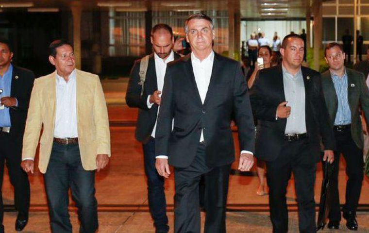 Bolsonaro's delegation includes Foreign Minister Ernesto Araujo, Economy Minister Paulo Guedes and Justice Minister Sergio Moro, Brazilian media reported