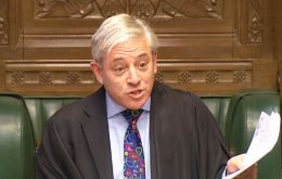 Speaker John Bercow said government could not bring forward proposals for a vote in parliament, substantially the same, as it had been defeated twice before 
