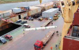 Falklands Interim Port and Storage System, FIPASS, to the east of Stanley. (Pic MercoPress)