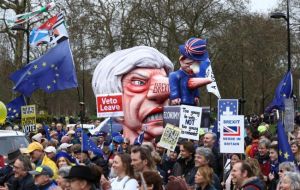 The march comes as May, who opposes a second referendum on Britain's EU membership, is easing away from plans to hold a third vote