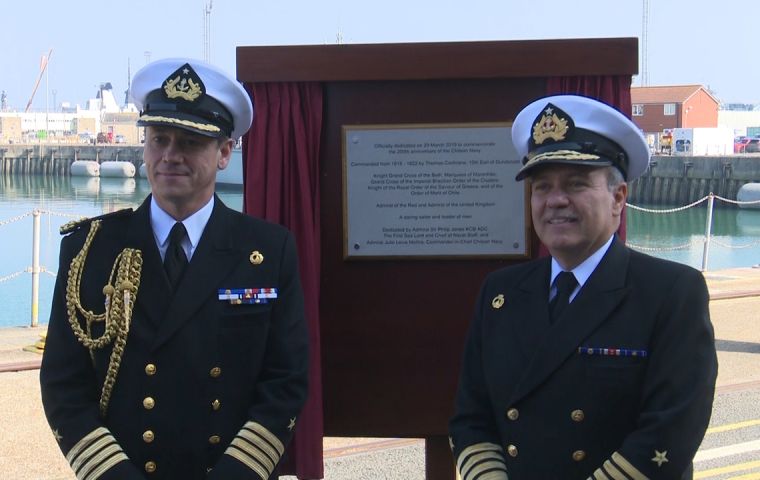 Admiral Sir Philip Jones and special guest Admiral Julio Leiva Molina unveiled on Sunday the HQ Portsmouth Flotilla as the Cochrane Building.