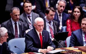 US Vice-president Mike Pence told UN Security Council on Wednesday, US would announce additional action to hold Cuba accountable for its support of Maduro