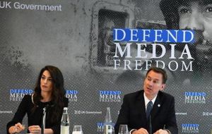 Ms Clooney and Foreign Secretary Jeremy Hunt will work to “counter draconian laws that hinder journalists from going about their work”, the FCO said.