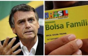 The more than 14 million recipients of the “Bolsa Familia” will get a 13th month payment, Bolsonaro said at a ceremony celebrating his first 100 days in office