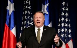 “US and its allies will not quit this fight,” Pompeo said in Santiago, pledging to support Venezuelans “courageously standing up for democracy in their country”