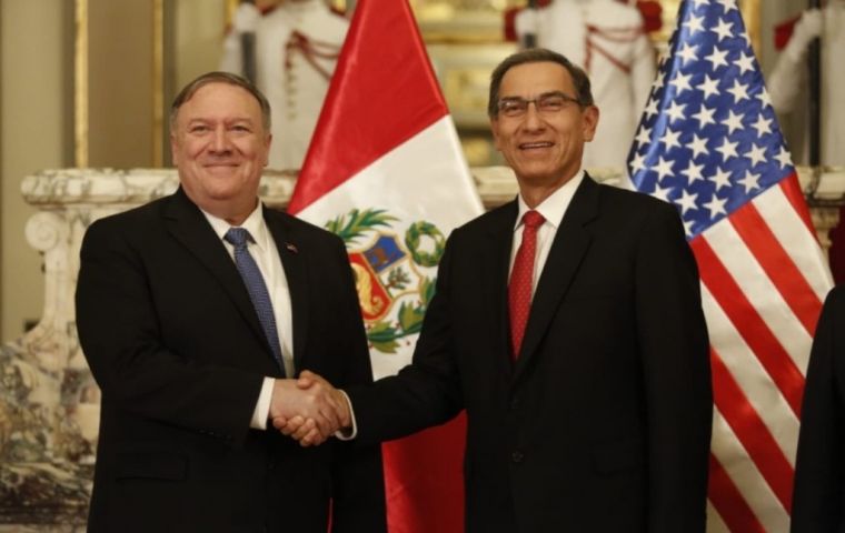 “Peru has felt firsthand the effects of the disastrous Nicolas Maduro and the pain that he has brought to the Venezuelan people,” Pompeo said in Lima