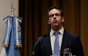 Argentine central bank chief Guido Sandleris said in a press conference after the data that the bank believed the pace of inflation would start to ease from April.