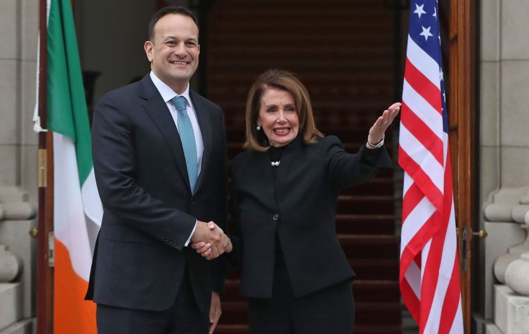 Ms Pelosi was expected to meet Taoiseach (Irish Prime Minister) Leo Varadkar and it is understood Brexit will be one of the main topics of discussion.