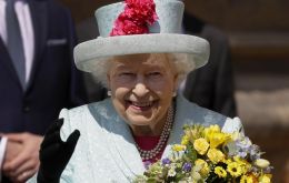 Elizabeth was accompanied by members of her family, including grandsons Prince William and Prince Harry, and William's wife Catherine, at the Easter service