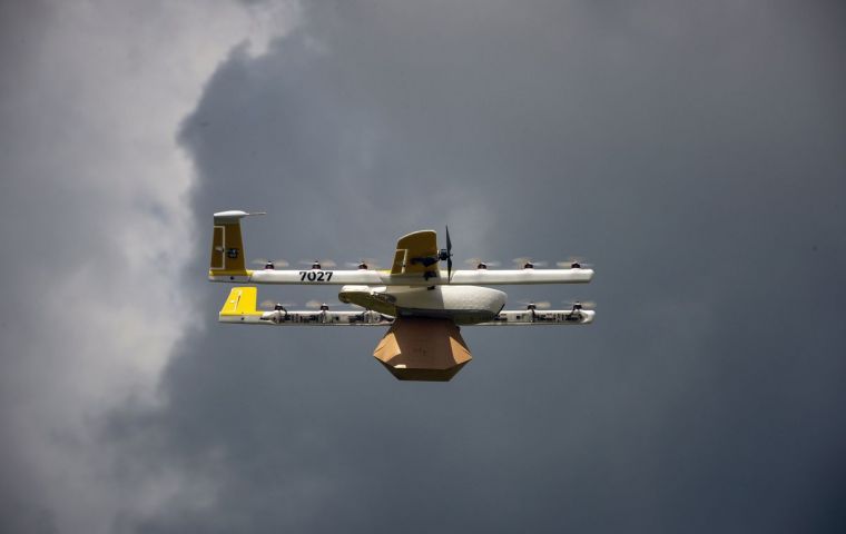 Wing, owned by Google's parent company Alphabet, says the drones will carry food and medicine from local shops.