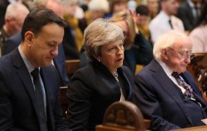 Prime Minister Theresa May, President of Ireland Michael D Higgins, Taoiseach (Irish prime minister) Leo Varadkar and other politicians were at the service.