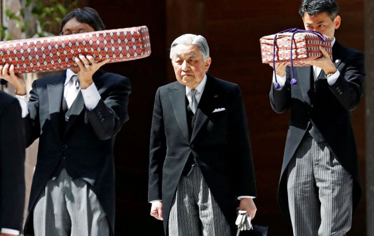 Emperor Akihito will abdicate in favor of 59-year-old Crown Prince Naruhito, and also kicking off the new imperial “Reiwa” era - meaning “beautiful harmony”.