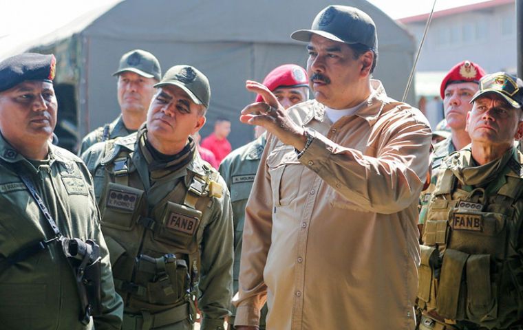 Nicolas Maduro called on the armed forces to defeat “any coup plotter”, following two days of clashes between opposition and pro-government forces (Pic BBC)