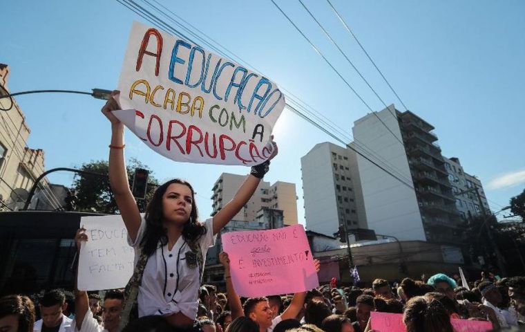 Bolsonaro’s government sparked outrage last week when it revealed at least 30% cuts to the annual budgets of federally funded high schools and universities.
