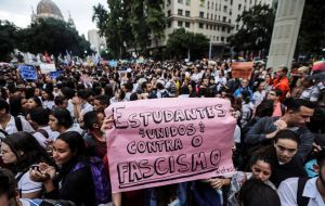 The marches in over 200 cities, according to a count by the Globo TV network, mark the first national protests against the administration of Bolsonaro