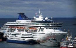 Cruise vessels anchored at Punta Arenas harbor 