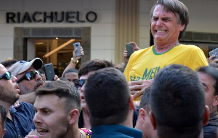 Bolsonaro, 64, suffered a deep and life-threatening wound to his intestines and lost 40% of his blood when he was stabbed in the stomach at a rally in Minas Gerais
