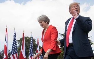 On Tuesday Trump and Mrs May hold talks and give a joint press conference in 10 Downing Street; later Trump will host a dinner at the US ambassador's residence