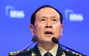 Speaking at Asia's premier defense summit, Wei said China would “fight to the end” if anyone tried to split China from Taiwan