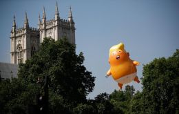 The six-meter-high blimp will fly above Parliament Square, when Trump is due to hold talks with outgoing PM Theresa May nearby in Downing Street