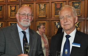 Former Falklands Governor and FIA Chairman Alan Huckle and Former Commander British Forces FI, and FIA Committee Member Air Commodore Peter Johnson
