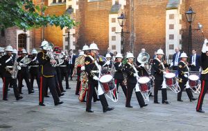 The Band of the Royal Marines beats retreat.