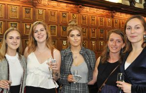 Young students Islanders at the Reception: Kate Stenning, Sorrel  Pompert  Robertson, Sophie Pompert Robertson, Marielou Del and Amy Guest 