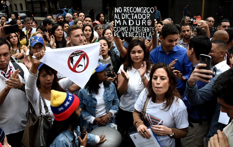 Venezuelans protests in Buenos Aires against Nicolas Maduro's government in January. Photo: Mauricio Luna
