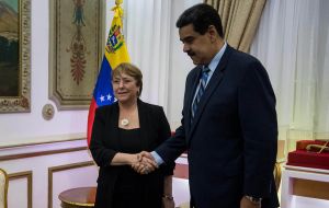 Bachelet’s visit, at Maduro's government’s invitation, came ahead of the opening on Monday of a three-week session of the U.N. Human Rights Council.