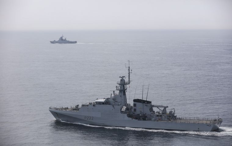 HMS Forth shadowing a Russian patrol (Royal Navy).