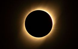 The moon blocks the sun during a total solar eclipse in La Higuera, Chile, Tuesday, July 2, 2019.