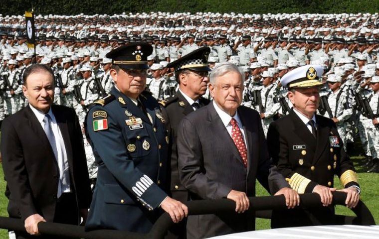 Lopez Obrador is launching the new National Guard security force in a bid to fight violent crime fueled by drug trafficking and also curb chronic police corruption