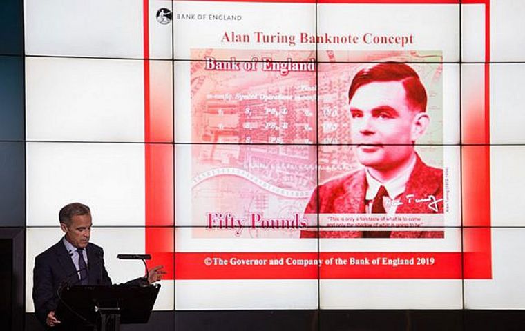 “Turing is a giant on whose shoulders so many now stand,” Bank of England Governor Mark Carney said.
