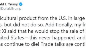 Trump tweeted: “My friend President Xi said that he would stop the sale of Fentanyl to the United States ? This never happened, and many Americans continue to die!”