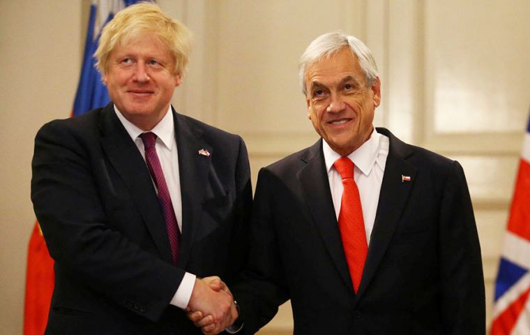 President Piñera receives then Foreign Secretary Boris Johnson when he visited Chile in May 2018