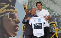 Bernal landed in the capital, Bogotá, on Monday. He had been competing in a series of shorter races in Europe that followed his Tour de France win.