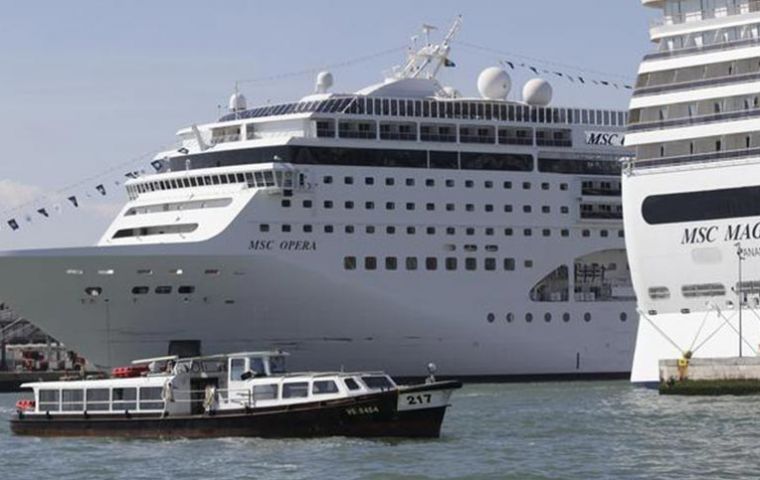 In June, the MSC Opera, 275 meters, collided with a dock and a small tourist boat in the city's Giudecca canal, galvanized protesters to call for a definitive ban